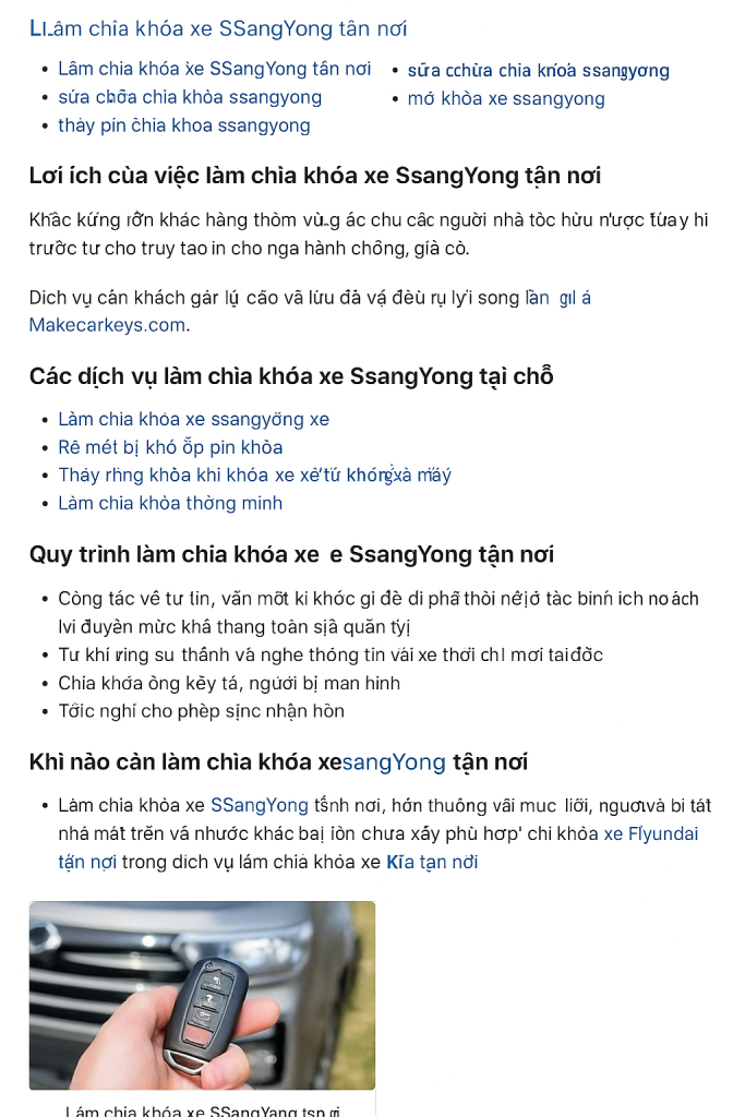 Hoàng Hải Key làm chìa khóa ô tô SsangYong tận nơi uy tín tại Hà Nội